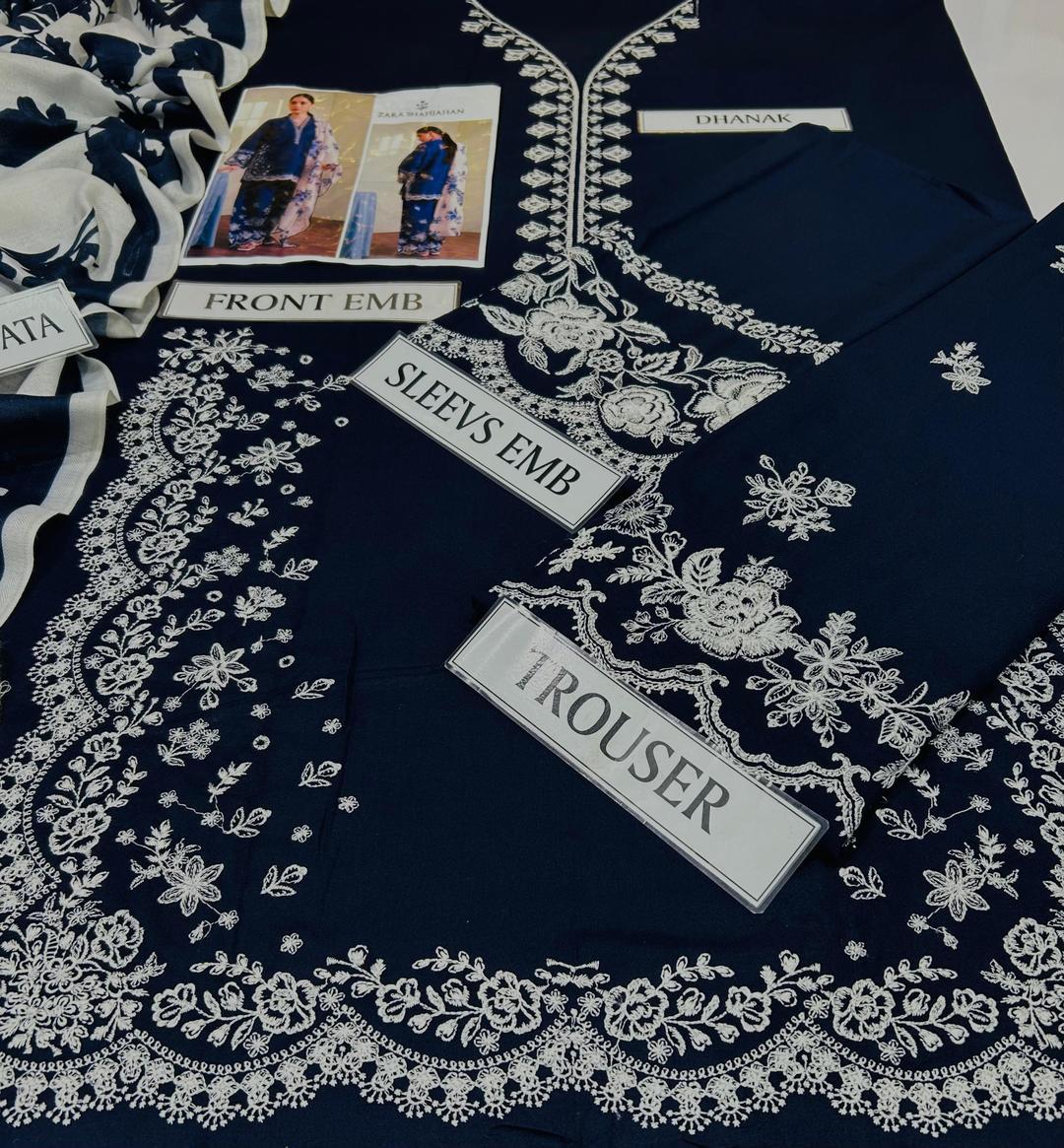 3 Pcs Women’s Unstitched Embroidered Suit